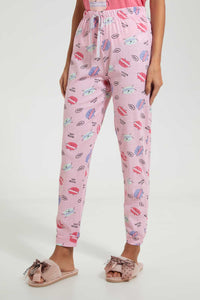 Redtag-Pink-Burger-Printed-Pyjama-Set-Pyjama-Sets-Women's-