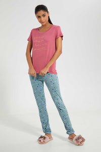 Redtag-Pink-Printed-Pyjama-Set-Pyjama-Sets-Women's-