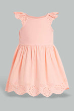 تنزيل الصورة على معرض الصور، Redtag-Coral-Schiffli-Hem-Flutter-Sleeves-Dress-Dresses-Infant-Girls-3 to 24 Months
