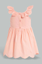 تنزيل الصورة على معرض الصور، Redtag-Coral-Schiffli-Hem-Flutter-Sleeves-Dress-Dresses-Infant-Girls-3 to 24 Months

