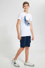 Redtag-Navy-Chino-Cargo-Short-Chino-Shorts-Senior-Boys-9 to 14 Years