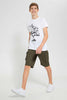 Redtag-Olive-Chino-Cargo-Short-Chino-Shorts-Senior-Boys-9 to 14 Years