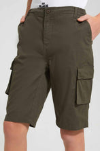 تنزيل الصورة على معرض الصور، Redtag-Olive-Chino-Cargo-Short-Chino-Shorts-Senior-Boys-9 to 14 Years
