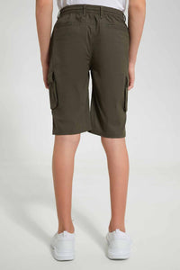 Redtag-Olive-Chino-Cargo-Short-Chino-Shorts-Senior-Boys-9 to 14 Years