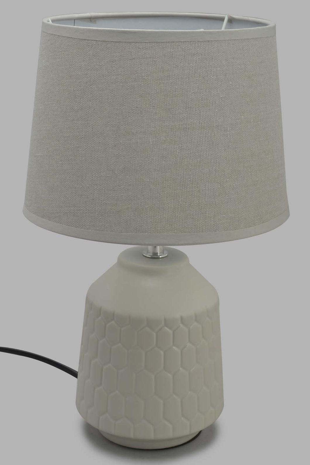 Redtag-White-Embossed-Ceramic-Table-Lamp-Category:Lamps,-Colour:White,-Filter:Home-Decor,-HARMONY,-HMW-HOM-Lighting,-New-In,-New-In-HMW-HOM,-Non-Sale,-Section:Homewares,-W22O-Home-Decor-