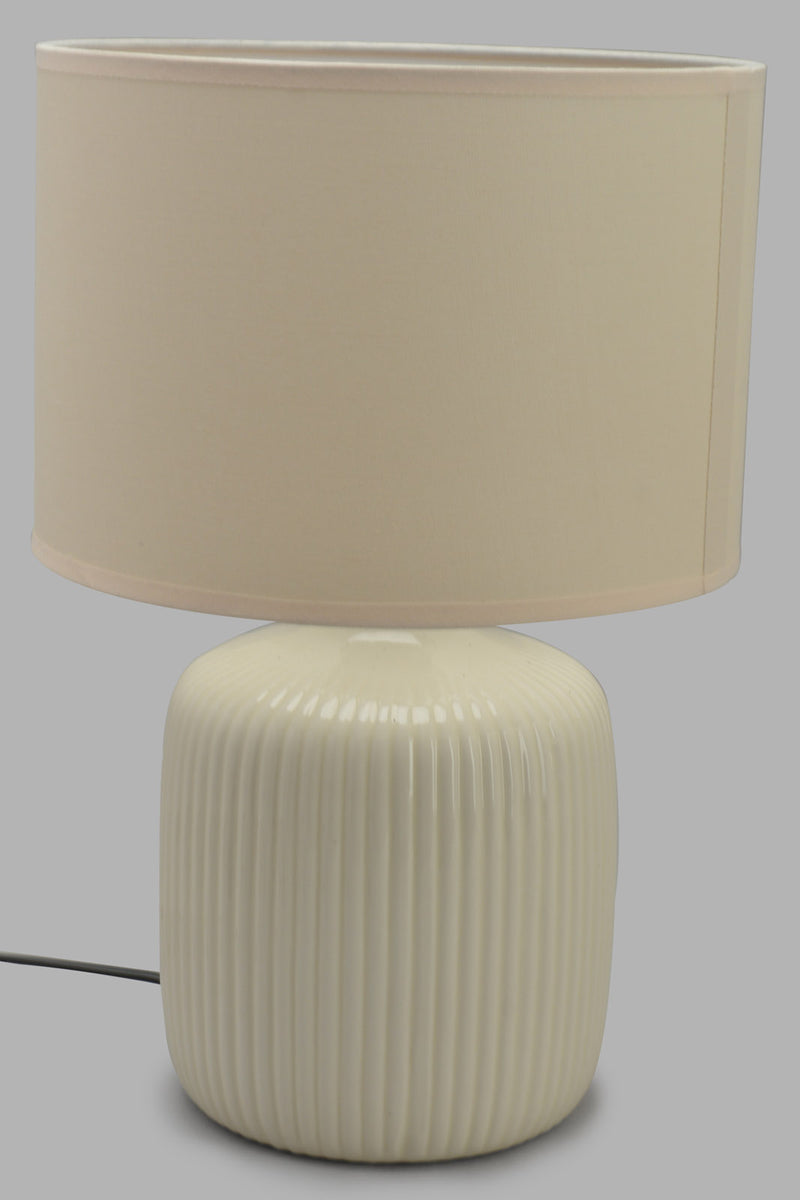 Redtag-White-Embossed-Ceramic-Table-Lamp-Category:Lamps,-Colour:White,-Filter:Home-Decor,-HARMONY,-HMW-HOM-Lighting,-New-In,-New-In-HMW-HOM,-Non-Sale,-Section:Homewares,-W22O-Home-Decor-