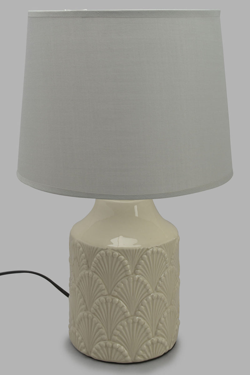 Redtag-Beige-Embossed-Ceramic-Table-Lamp-Category:Lamps,-Colour:Beige,-Filter:Home-Decor,-HARMONY,-HMW-HOM-Lighting,-New-In,-New-In-HMW-HOM,-Non-Sale,-Section:Homewares,-W22O-Home-Decor-