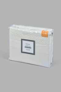 Redtag-Ivory-2-Pieces-Duvet-Cover-Set-With-Lace-(Single-Size)-Category:Duvet-Covers,-Colour:Ivory,-Filter:Home-Bedroom,-HMW-BED-Duvet-Covers,-LEGACY,-New-In,-New-In-HMW-BED,-Non-Sale,-S22C,-Section:Homewares-Home-Bedroom-