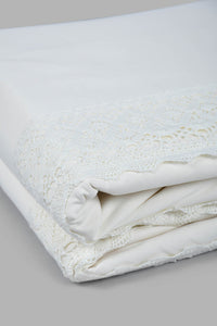 Redtag-Ivory-3-Pieces-Duvet-Cover-Set-With-Lace-(Double-Size)-Category:Duvet-Covers,-Colour:Ivory,-Filter:Home-Bedroom,-HMW-BED-Duvet-Covers,-LEGACY,-New-In,-New-In-HMW-BED,-Non-Sale,-S22C,-Section:Homewares-Home-Bedroom-