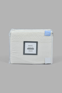 Redtag-Ivory-3-Pieces-Duvet-Cover-Set-With-Lace-(Double-Size)-Category:Duvet-Covers,-Colour:Ivory,-Filter:Home-Bedroom,-HMW-BED-Duvet-Covers,-LEGACY,-New-In,-New-In-HMW-BED,-Non-Sale,-S22C,-Section:Homewares-Home-Bedroom-