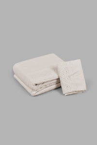 Redtag-Beige-2-Pieces-Duvet-Cover-Set-With-Lace-(Single-Size)-Category:Duvet-Covers,-Colour:Beige,-Filter:Home-Bedroom,-HMW-BED-Duvet-Covers,-LEGACY,-New-In,-New-In-HMW-BED,-Non-Sale,-S22C,-Section:Homewares-Home-Bedroom-