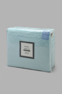 Redtag-Teal-3-Pieces-Duvet-Cover-Set-With-Lace-(Double-Size)-Category:Duvet-Covers,-Colour:Teal,-Filter:Home-Bedroom,-HMW-BED-Duvet-Covers,-New-In,-New-In-HMW-BED,-Non-Sale,-S22C,-Section:Homewares-Home-Bedroom-