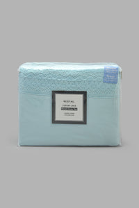 Redtag-Teal-3-Pieces-Duvet-Cover-Set-With-Lace-(Double-Size)-Category:Duvet-Covers,-Colour:Teal,-Filter:Home-Bedroom,-HMW-BED-Duvet-Covers,-New-In,-New-In-HMW-BED,-Non-Sale,-S22C,-Section:Homewares-Home-Bedroom-