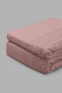 Redtag-Pink-3-Pieces-Duvet-Cover-Set-With-Lace-(Double-Size)-Category:Duvet-Covers,-Colour:Pink,-Filter:Home-Bedroom,-HMW-BED-Duvet-Covers,-New-In,-New-In-HMW-BED,-Non-Sale,-S22C,-Section:Homewares-Home-Bedroom-
