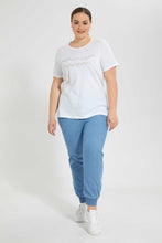 تنزيل الصورة على معرض الصور، Redtag-White-Jersey-Top-Sequins-Placement-Tops-Women&#39;s-
