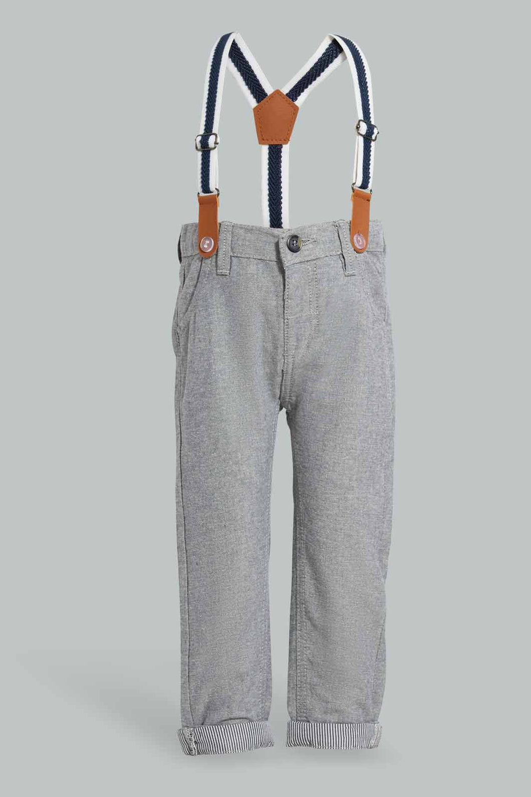 Redtag-Grey-Suspender-Oxford-Chino-Chino-Trousers-Infant-Boys-3 to 24 Months