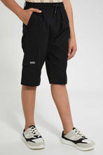 تنزيل الصورة على معرض الصور، Redtag-Black-Pullon-Cargo-Short-Chino-Shorts-Senior-Boys-9 to 14 Years
