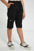 Redtag-Black-Pullon-Cargo-Short-Chino-Shorts-Senior-Boys-9 to 14 Years