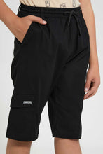 تنزيل الصورة على معرض الصور، Redtag-Black-Pullon-Cargo-Short-Chino-Shorts-Senior-Boys-9 to 14 Years
