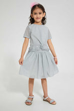 Load image into Gallery viewer, Redtag-Silver-Lurex-Front-Knot-Skirt-Set-Sets-Girls-2 to 8 Years
