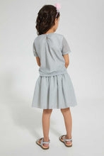 Load image into Gallery viewer, Redtag-Silver-Lurex-Front-Knot-Skirt-Set-Sets-Girls-2 to 8 Years
