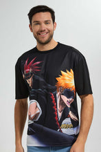 تنزيل الصورة على معرض الصور، Redtag-Black-Aop-Animated-T-Shirt-All-Over-Prints-T-Shirts-Men&#39;s-
