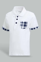 Load image into Gallery viewer, Redtag-White-Polo-With-Contrast-Fabric-On-Sleeve-Polo-Shirts-Infant-Boys-3 to 24 Months
