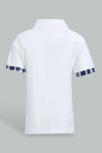 Load image into Gallery viewer, Redtag-White-Polo-With-Contrast-Fabric-On-Sleeve-Polo-Shirts-Infant-Boys-3 to 24 Months
