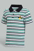 Redtag-Navy-Striped-Yarndyed-Polo-Polo-Shirts-Infant-Boys-3 to 24 Months