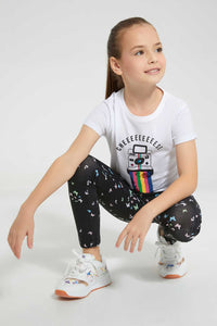 Redtag-Black-Aop-Legging-Jeggings-Girls-2 to 8 Years