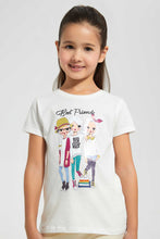 Load image into Gallery viewer, Redtag-Cream-T-Shirt-With-Placment-Print-Graphic-T-Shirts-Girls-2 to 8 Years
