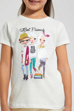 Load image into Gallery viewer, Redtag-Cream-T-Shirt-With-Placment-Print-Graphic-T-Shirts-Girls-2 to 8 Years
