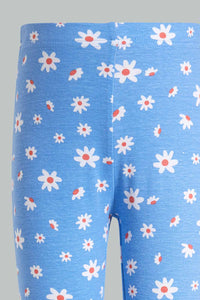 Redtag-Sky-Blue-Aop-Legging-Jeggings-Girls-2 to 8 Years