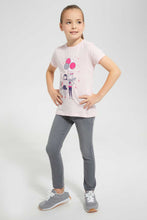 Load image into Gallery viewer, Redtag-Pale-Pink-T-Shirt-With-Placment-Print-Graphic-T-Shirts-Girls-2 to 8 Years
