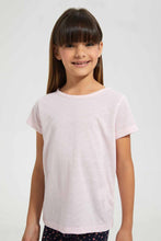 Load image into Gallery viewer, Redtag-Pink-Girls-Jacquard-T-Shirt-Plain-T-Shirts-Girls-2 to 8 Years
