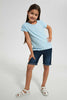 Redtag-Sky-Blue-Girls-Jacquard-T-Shirt-Plain-T-Shirts-Girls-2 to 8 Years