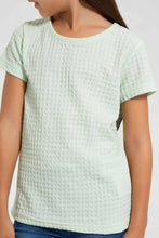 Load image into Gallery viewer, Redtag-Mint-Girls-Jacquard-T-Shirt-Plain-T-Shirts-Girls-2 to 8 Years
