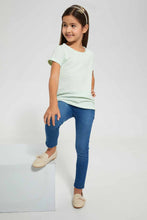 Load image into Gallery viewer, Redtag-Mint-Girls-Jacquard-T-Shirt-Plain-T-Shirts-Girls-2 to 8 Years
