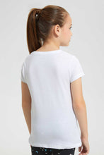 Load image into Gallery viewer, Redtag-White-Girls-Sequins-T-Shirt-Embellished-T-Shirts-Girls-2 to 8 Years
