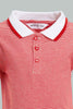 Redtag-Red-Yd-Pin-Striped-Polo-Short-Slv-With-Color-Tipping-Polo-Shirts-Infant-Boys-3 to 24 Months