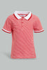 Redtag-Red-Yd-Pin-Striped-Polo-Short-Slv-With-Color-Tipping-Polo-Shirts-Infant-Boys-3 to 24 Months