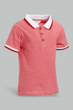Load image into Gallery viewer, Redtag-Red-Yd-Pin-Striped-Polo-Short-Slv-With-Color-Tipping-Polo-Shirts-Infant-Boys-3 to 24 Months
