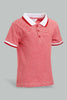 Redtag-Red-Yd-Pin-Striped-Polo-Short-Slv-With-Color-Tipping-Polo-Shirts-Infant-Boys-3 to 24 Months