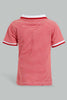 Redtag-Red-Yd-Pin-Striped-Polo-Short-Slv-With-Color-Tipping-Polo-Shirts-Infant-Boys-3 to 24 Months