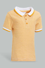 Load image into Gallery viewer, Redtag-Yellow-Yd-Pin-Striped-Polo-Short-Slv-With-Color-Tipping-Polo-Shirts-Infant-Boys-3 to 24 Months
