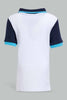 Redtag-Blue-Navy-White-Polo-Cut-And-Sew-Pique-Polo-Polo-Shirts-Infant-Boys-3 to 24 Months