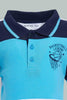 Redtag-Blue-Navy-White-Polo-Cut-And-Sew-Pique-Polo-Polo-Shirts-Infant-Boys-3 to 24 Months