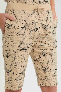 Redtag-Black-Splatter-Shorts-(Ast)-Denim-Shorts-Senior-Boys-9 to 14 Years