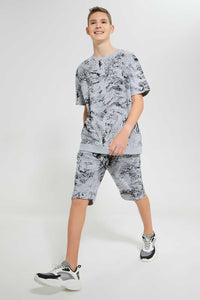 Redtag-Grey-Mel-Marble-Shorts-(Ast)-Denim-Shorts-Senior-Boys-9 to 14 Years