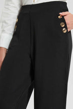 Load image into Gallery viewer, Redtag-Black-Tappered-Trousers-With-Button-Detailing-Trousers-Women&#39;s-
